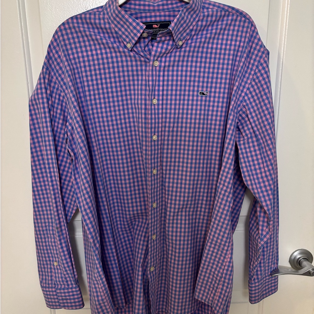 Vineyard Vines Pink and Blue Casual Button Down Shirt